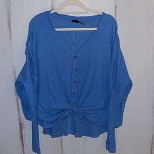 Urban Outfitters v neck long sleeve thermal tie up top